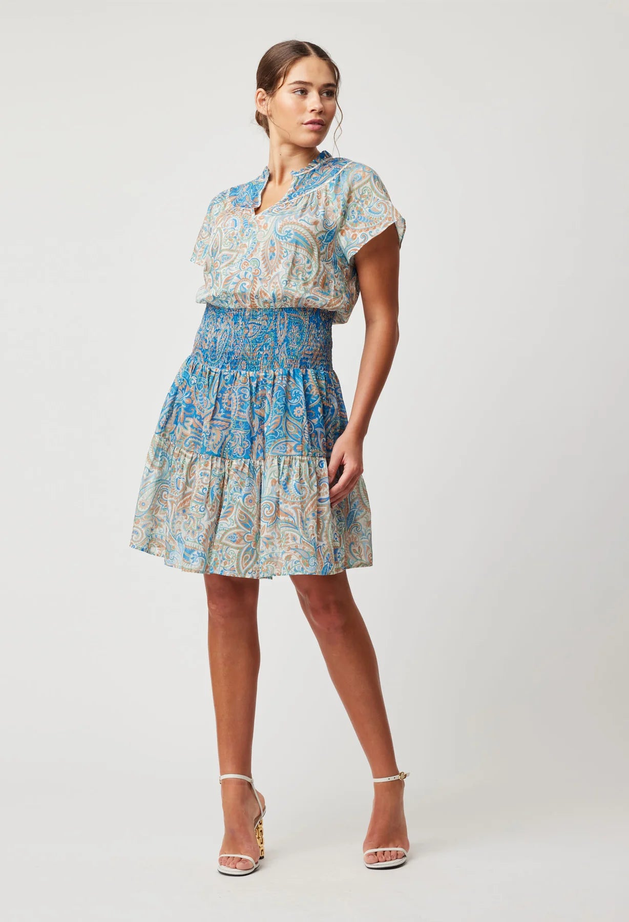 Once Was POSITANO COTTON SILK DRESS IN CAPRI PAISLEY PRINT - last one