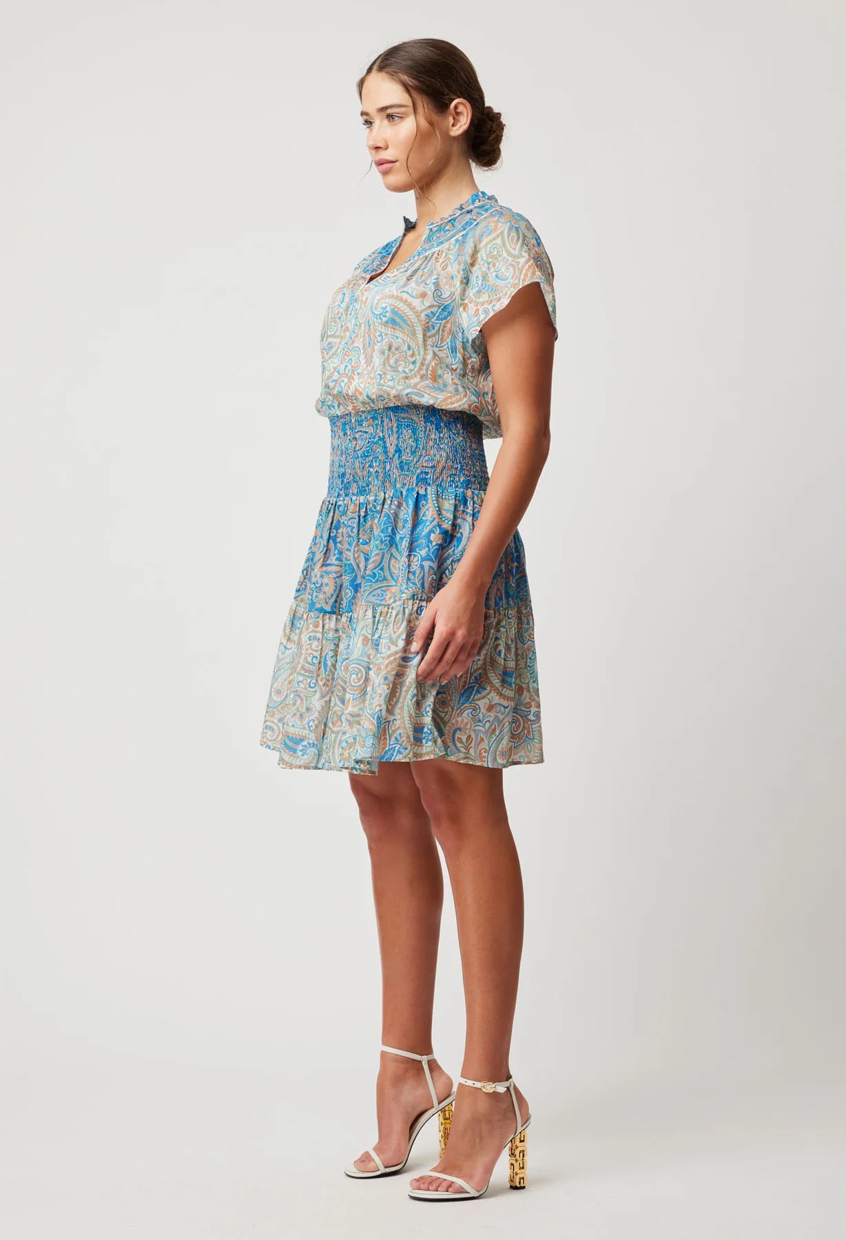 Once Was POSITANO COTTON SILK DRESS IN CAPRI PAISLEY PRINT - last one