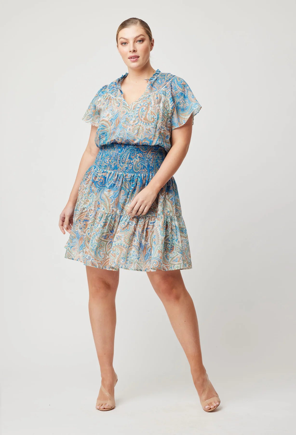 Once Was POSITANO COTTON SILK DRESS IN CAPRI PAISLEY PRINT - last one