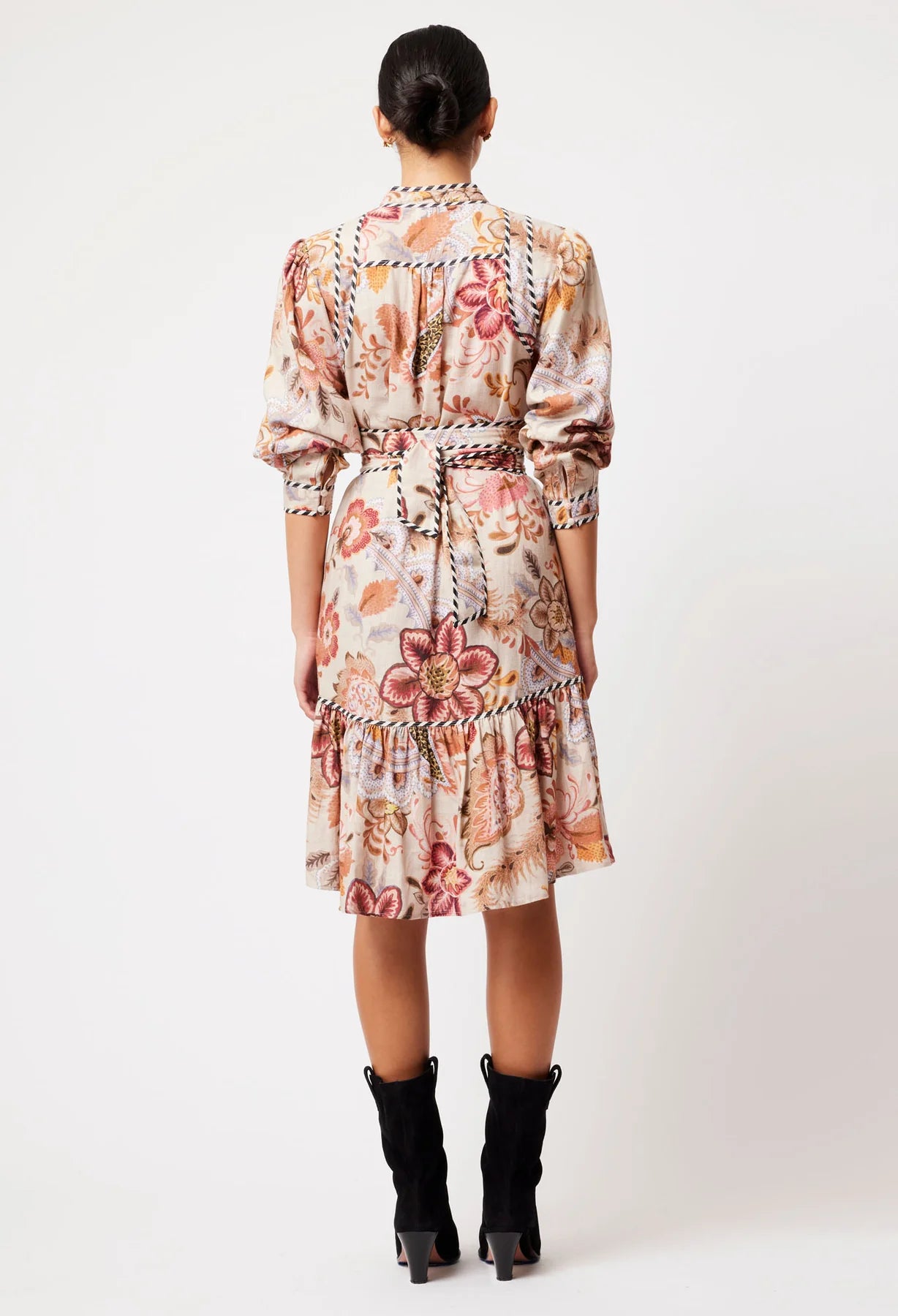 Once Was Atlas Linen Viscose Dress in Aries Floral