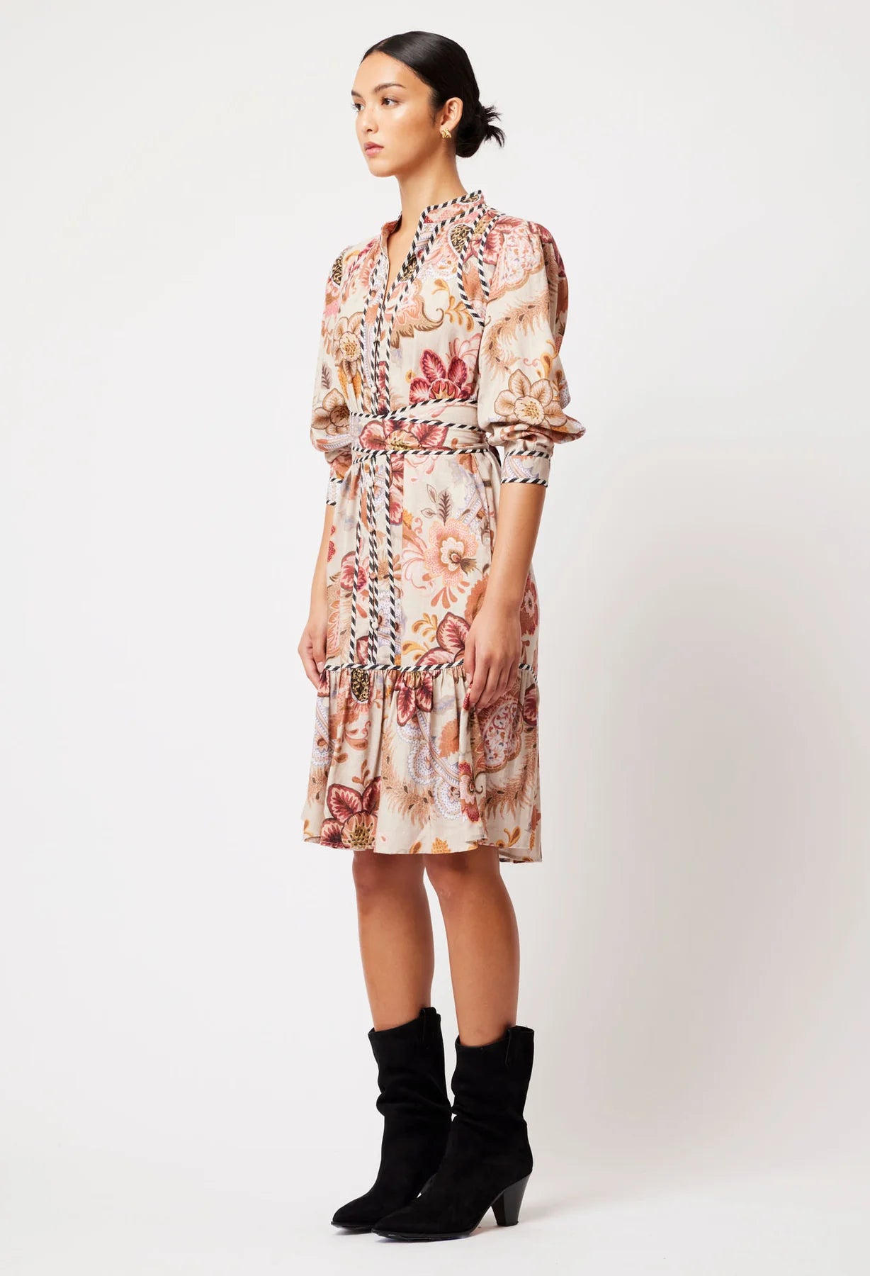 Once Was Atlas Linen Viscose Dress in Aries Floral