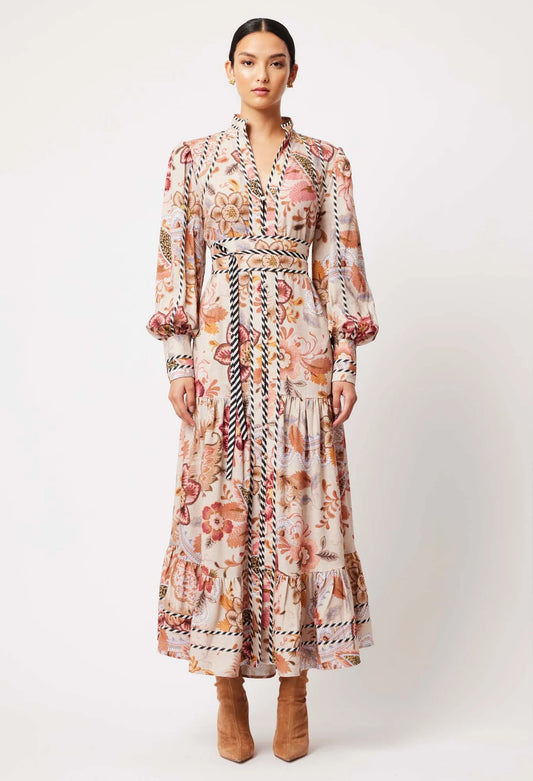 Once Was Vega Linen Viscose Dress in Aries Floral