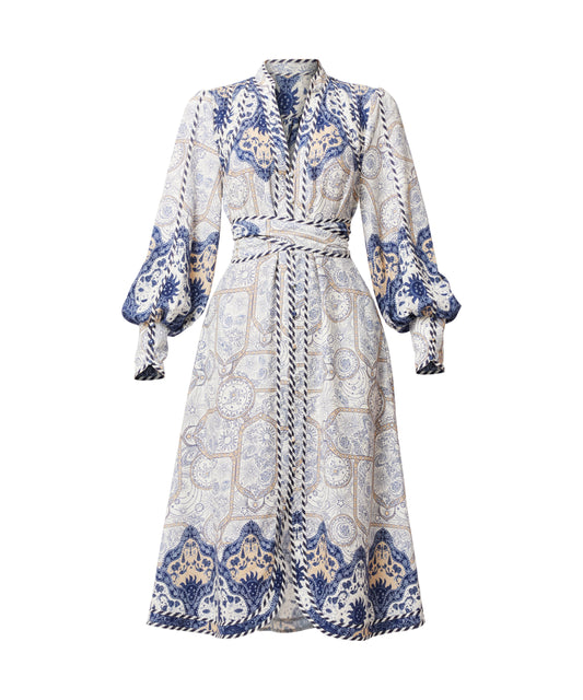 Once Was Atlas Linen Viscose Dress in Astral Print