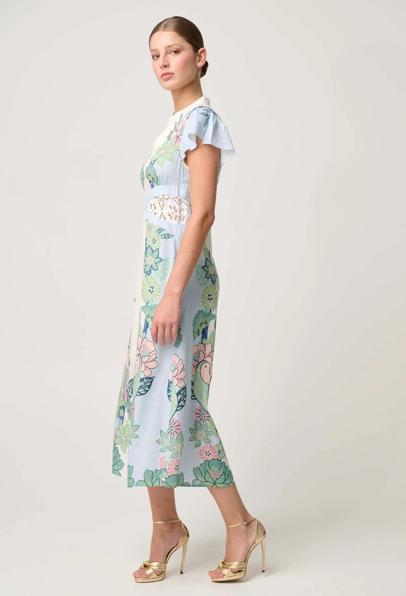 Once Was Amoya Linen Viscose Dress in Paradi Fle Print