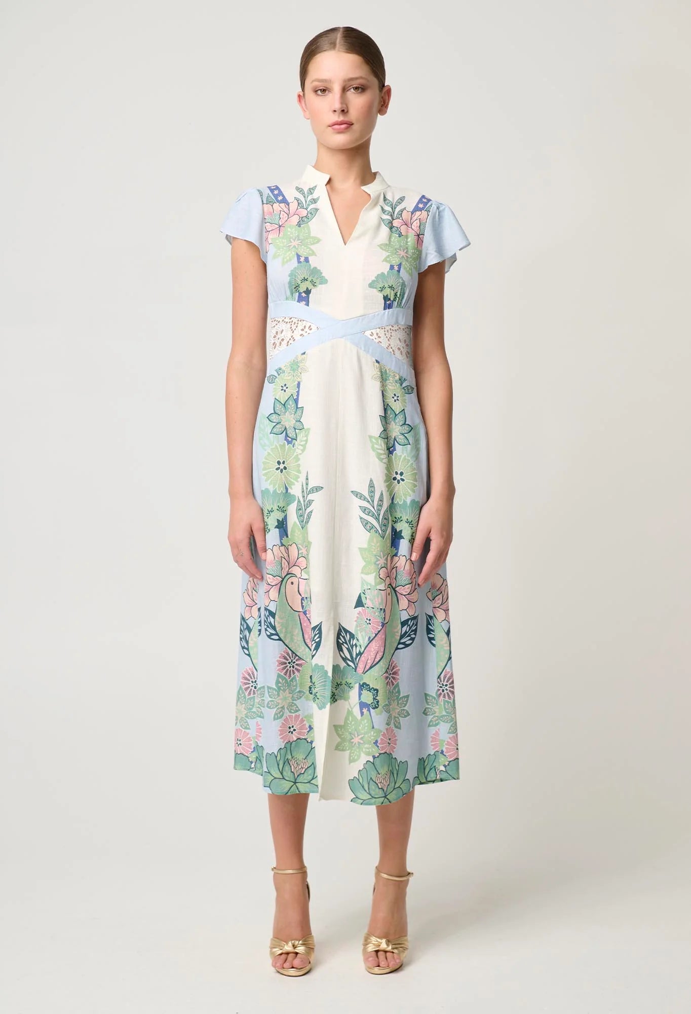 Once Was Amoya Linen Viscose Dress in Paradi Fle Print