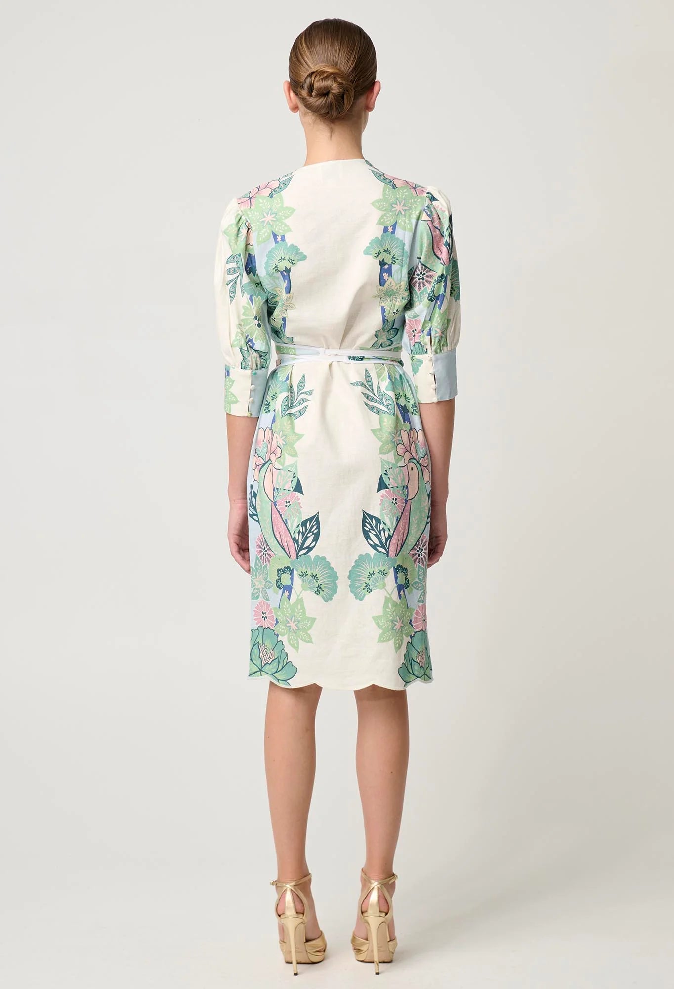 Once Was Augustine Embroidered Linen Viscose Dress in Paradi Flè Print