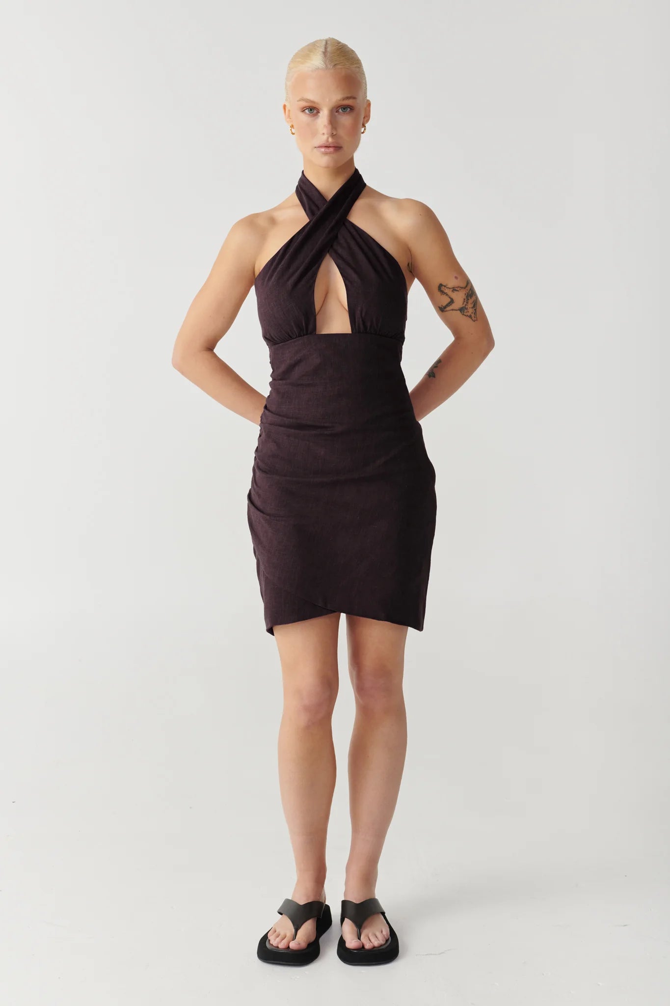 RAEF The Label Orlie Mini Dress - Dark Oak