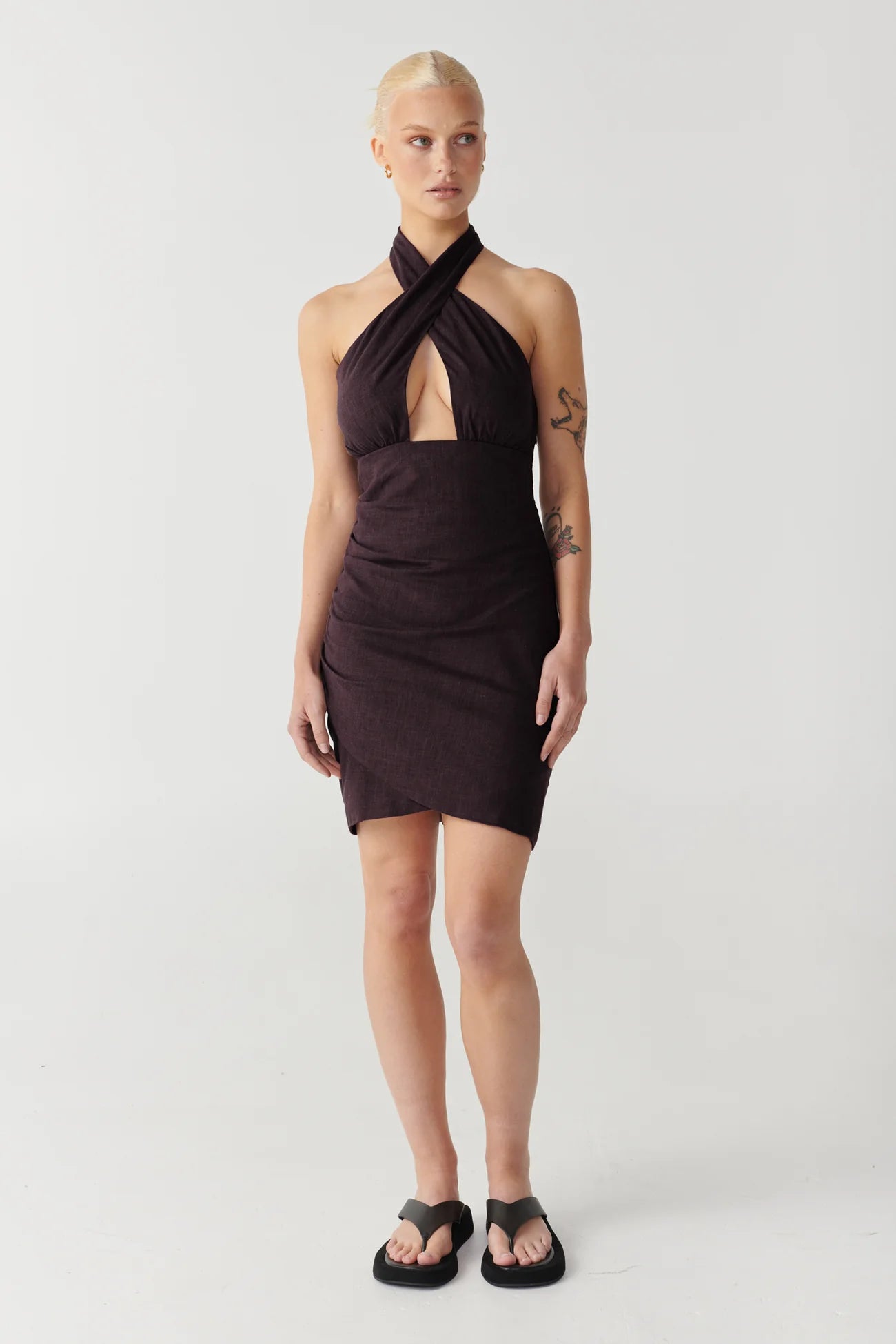 RAEF The Label Orlie Mini Dress - Dark Oak