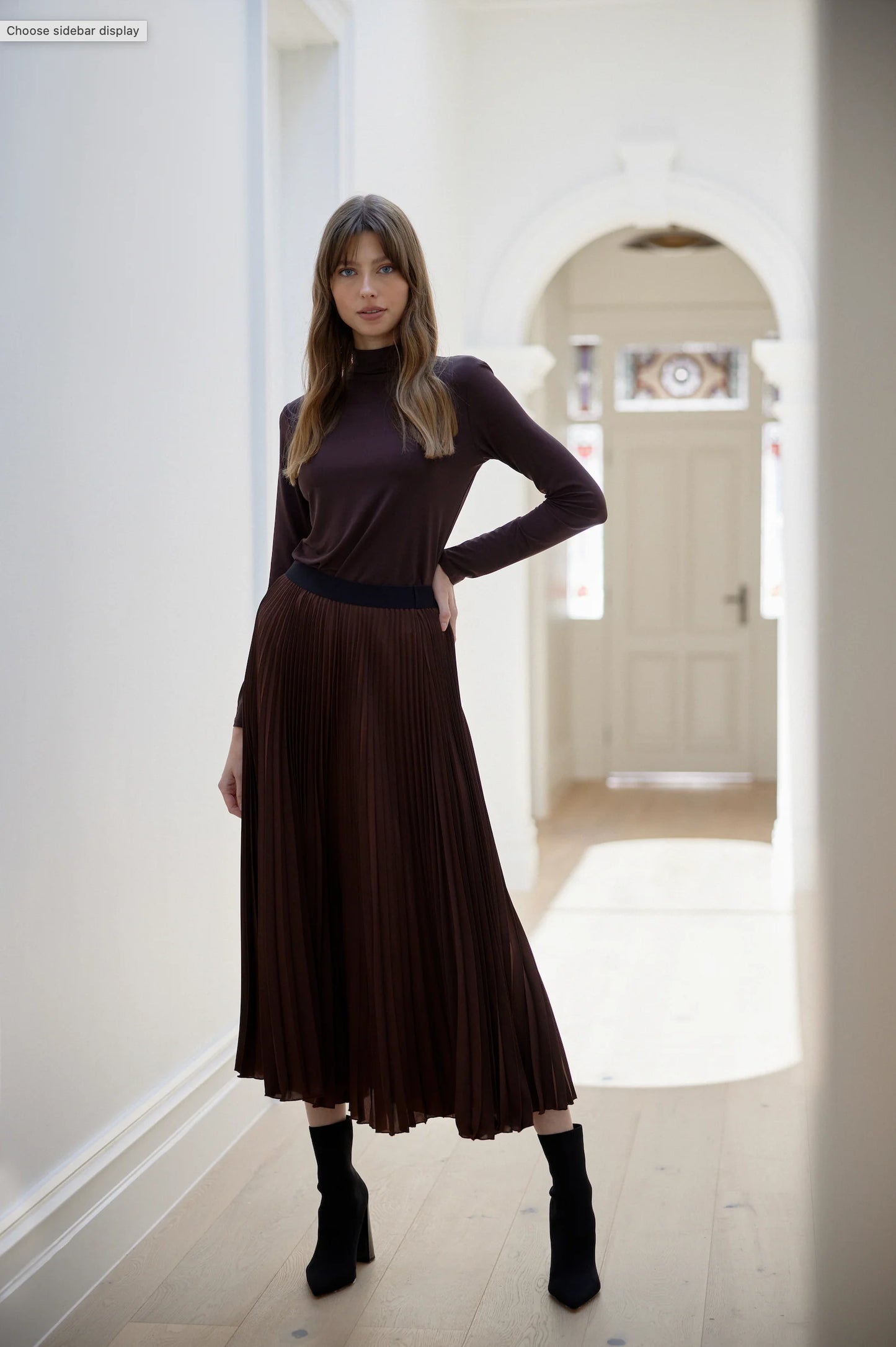 Kinney the Label Goldie Pleat Skirt - Chocolate