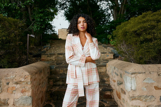 Aston Studio Adeline Blazer - Peony / Antique Plaid