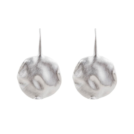 Fairley Beaten Disc Earrings - Silver