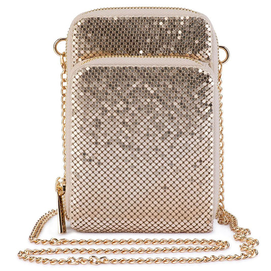 Olga Berg Elton Mesh Cross Body Bag - Gold