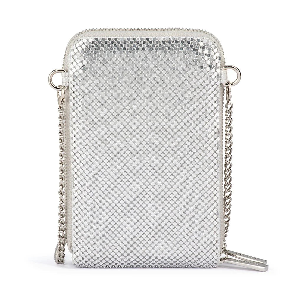 Olga Berg Elton Silver Mesh Crossbody Bag