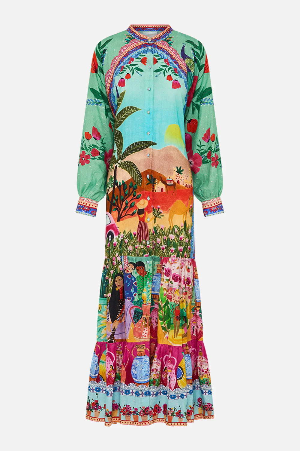 Camilla Queens of Creation Tiered Shirtdress With Wide Waist Tie