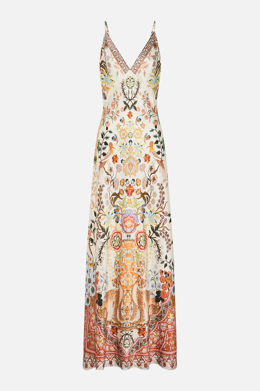 Camilla V Neck Long Bias Slip Dress With Train, In Honour Of Heirlooms