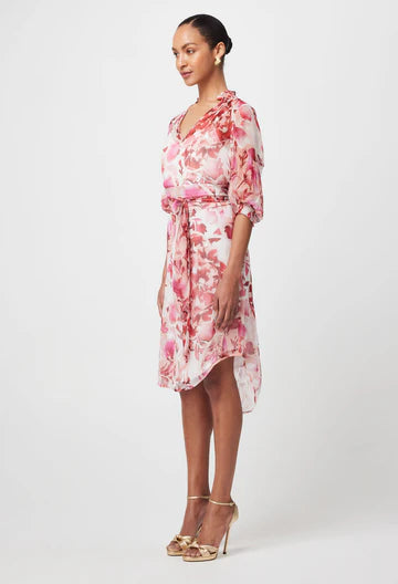 Once Was Annabelle Short Sleeve Dress - Flamingo Flower