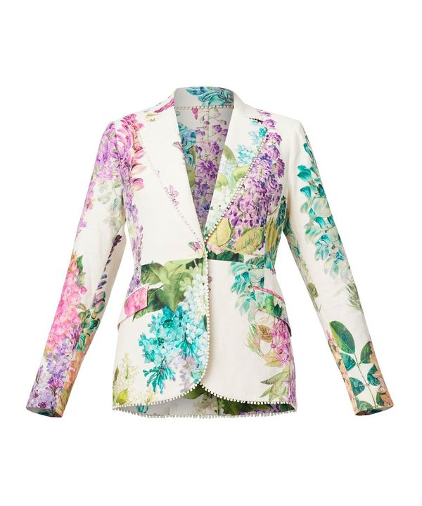 Once Was Bahia Linen Viscose Blazer - Wisteria Alba