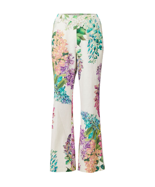 Once Was Bahia Stretch Linen Rayon  Pant - Wisteria Alba