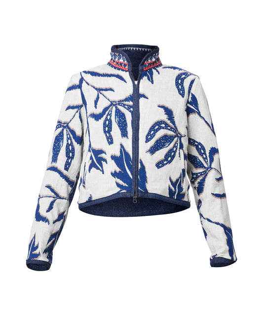 Once Was Delray Reversible Embroidered Cotton Jacket in Palm Shadow