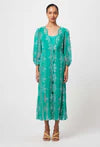 Once Was Morgan Embroidered Coat Dress with Slip - Bay Green