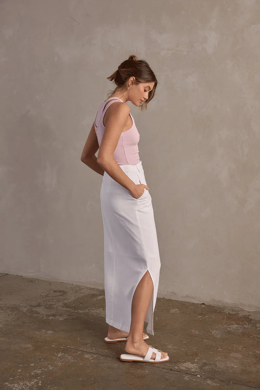 RAEF The Label Amelia Linen Maxi Skirt, White