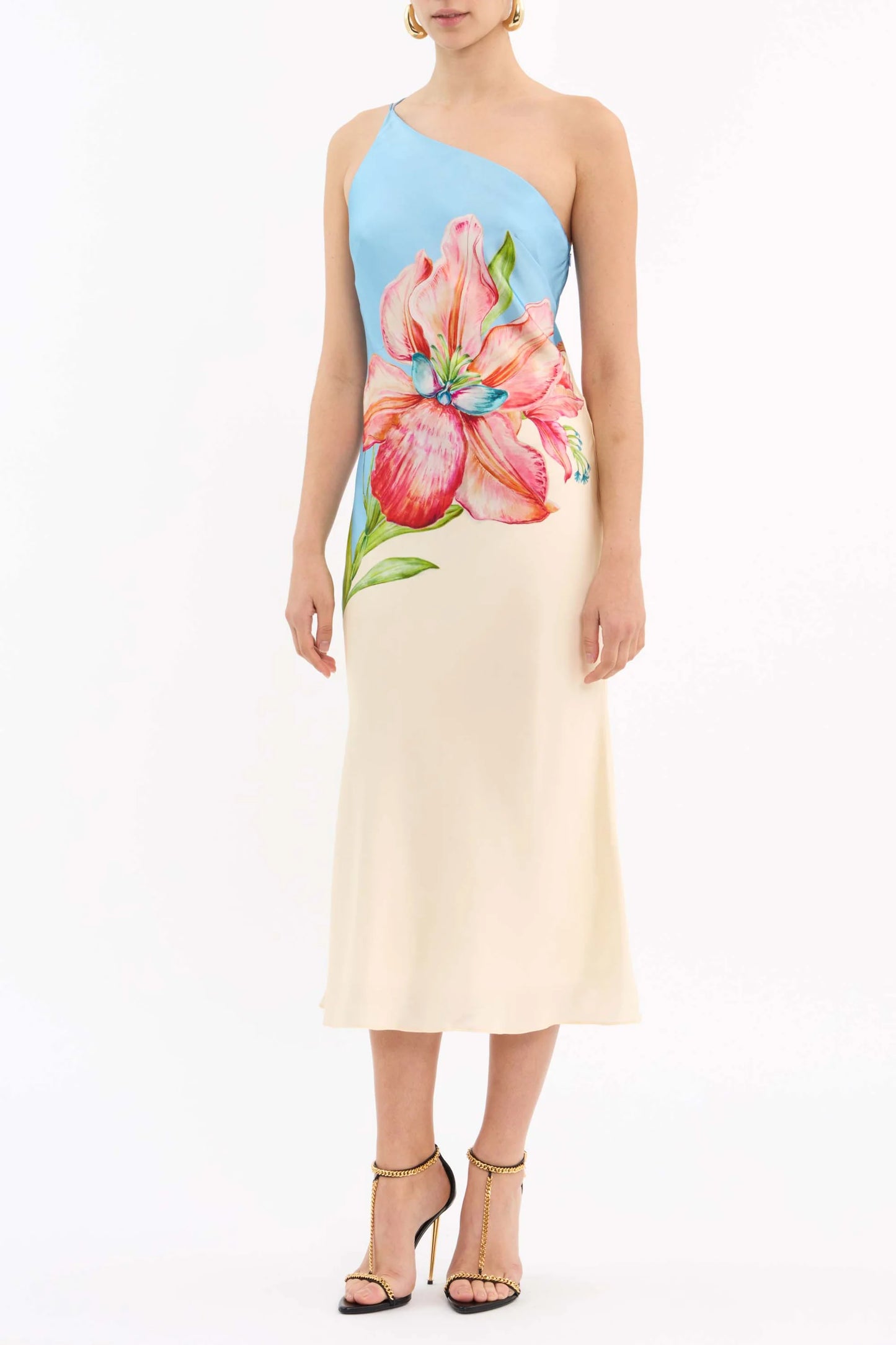 Rebecca Vallance Orchid Oasis One Shoulder Midi - Print