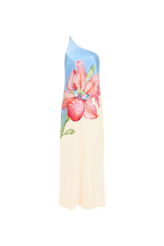 Rebecca Vallance Orchid Oasis One Shoulder Midi - Print