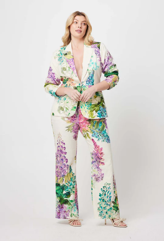 Once Was Bahia Linen Viscose Blazer - Wisteria Alba