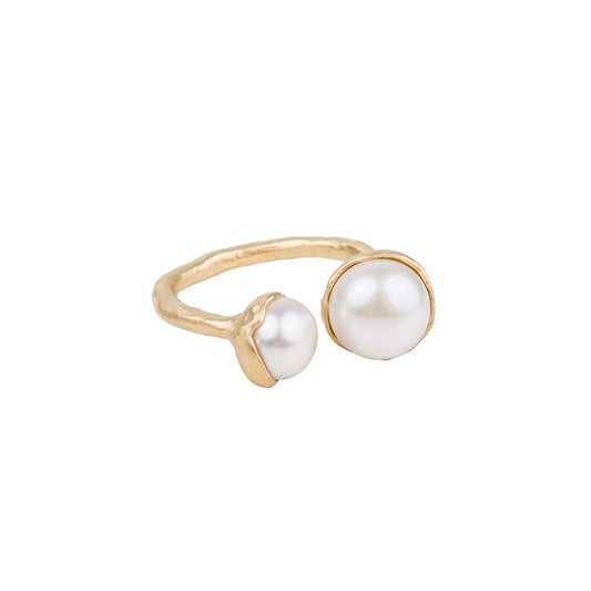 Fairley Double Pearl Ring - Gold - Size 7