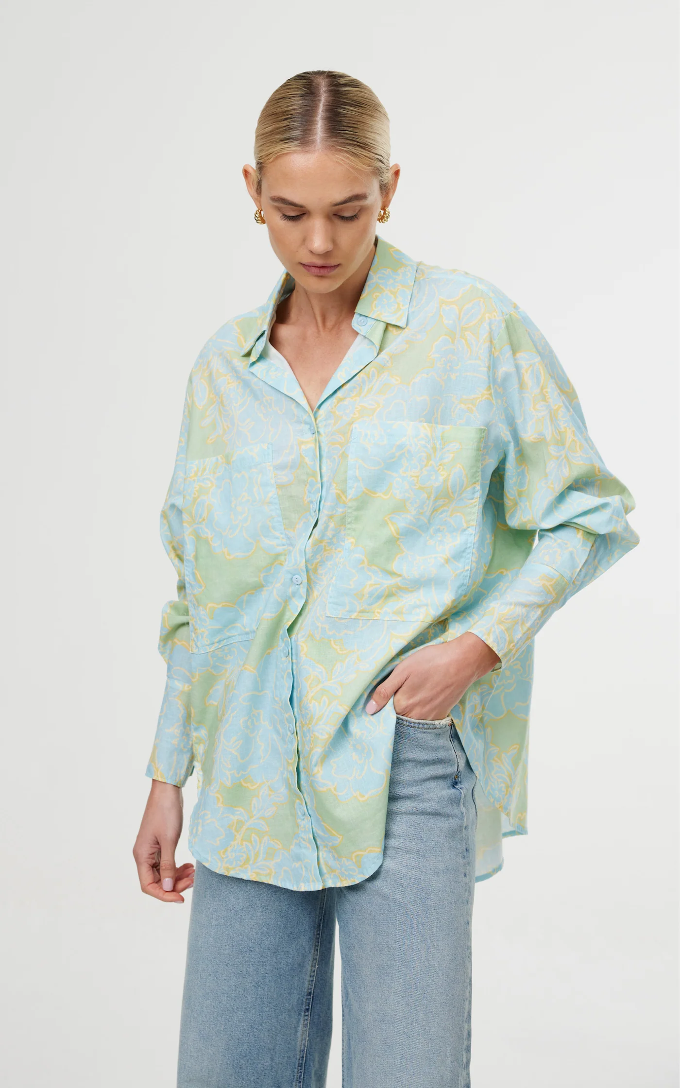 Kinney The Label Alma Shirt - Ocean Bloom