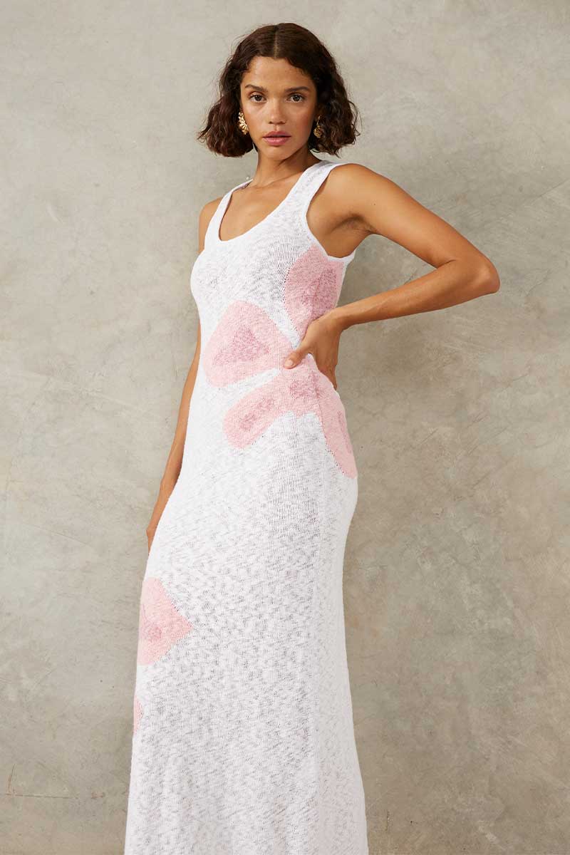 Mon Renn Bloom Dress - White and Pink