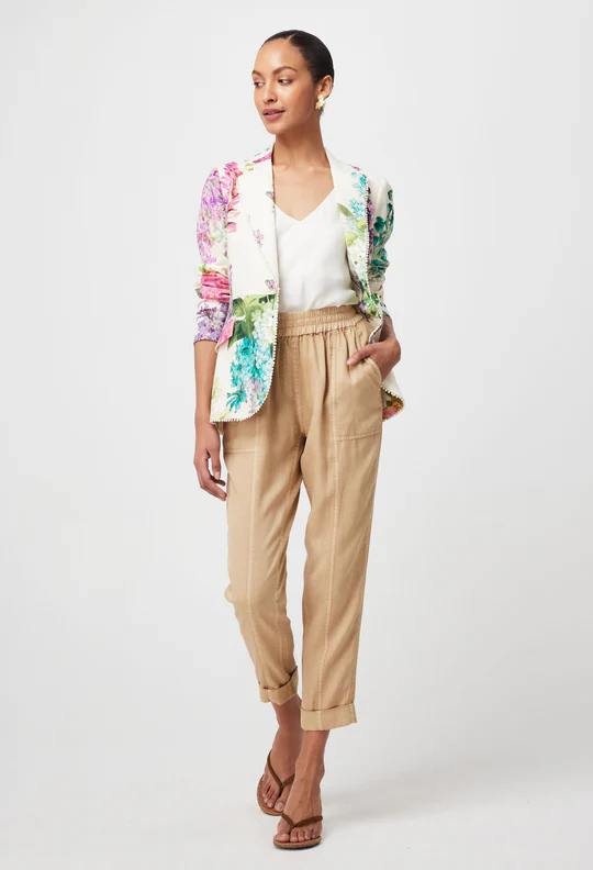 Once Was Bahia Linen Viscose Blazer - Wisteria Alba