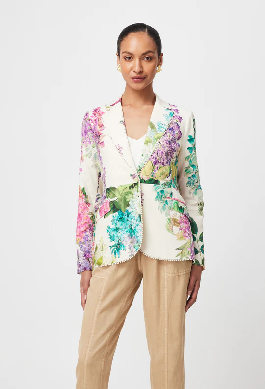 Once Was Bahia Linen Viscose Blazer - Wisteria Alba