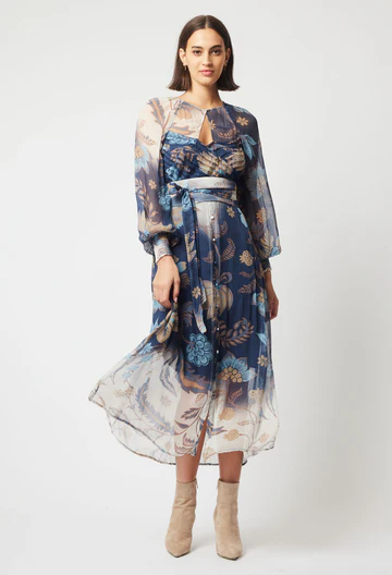 Once Was Pavillion Viscose Chiffon Dress in Lotus Flower