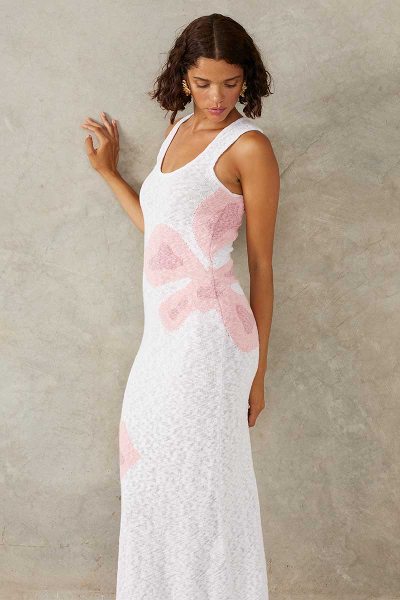 Mon Renn Bloom Dress - White and Pink