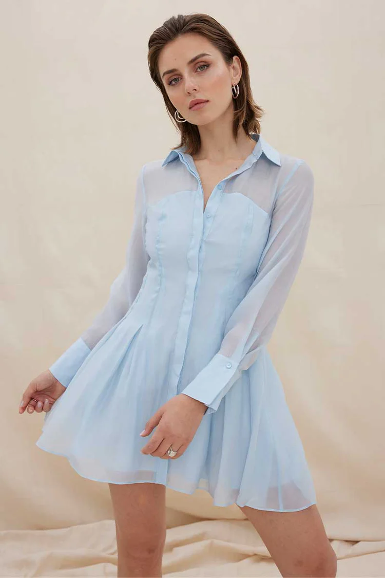 Sovere Studio Enigma Semi Sheer Shirt Dress - Dawn Blue