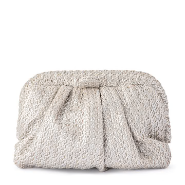 Olga Berg Stevie Pleated Woven Clutch