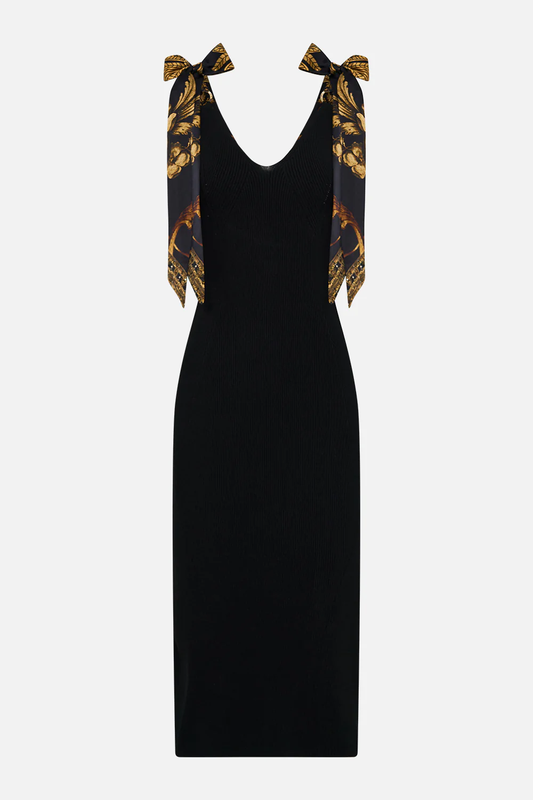 Camilla Era Of Empires Long Knit Dress with Silk Ties