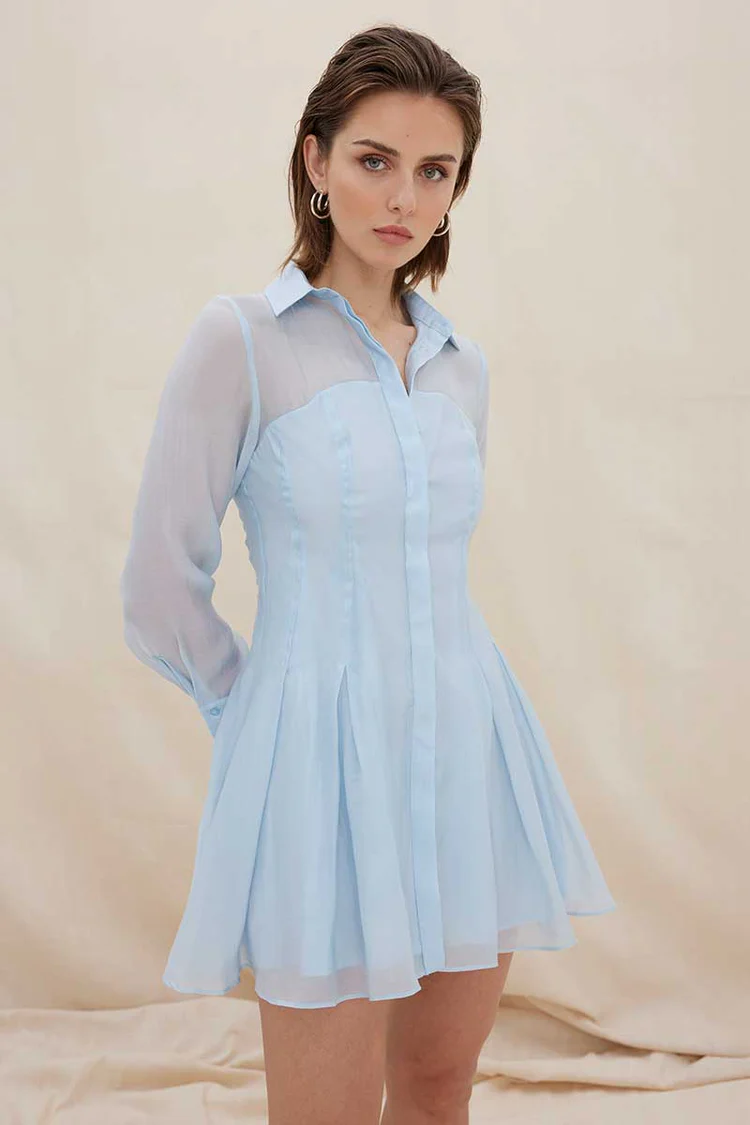 Sovere Studio Enigma Semi Sheer Shirt Dress - Dawn Blue