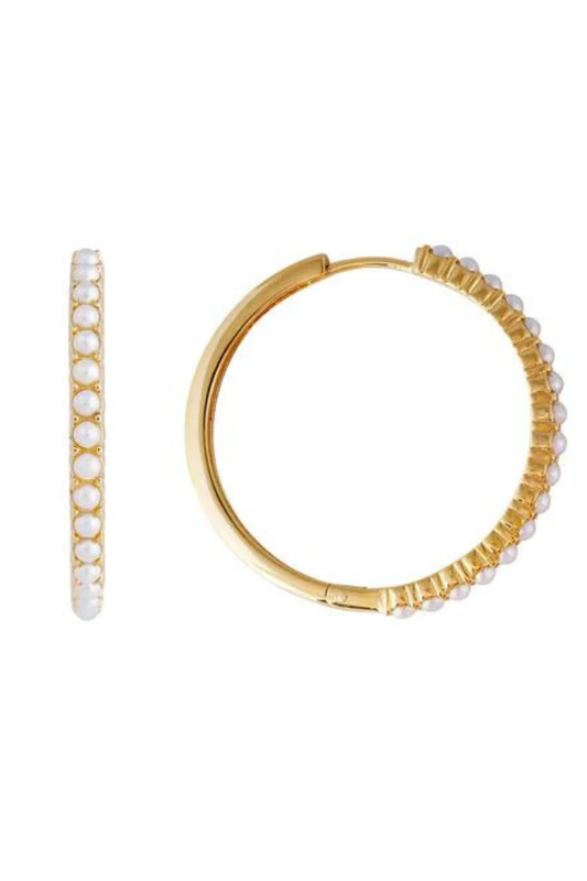 Fairley Slim Crystal Pearl XL Hoops