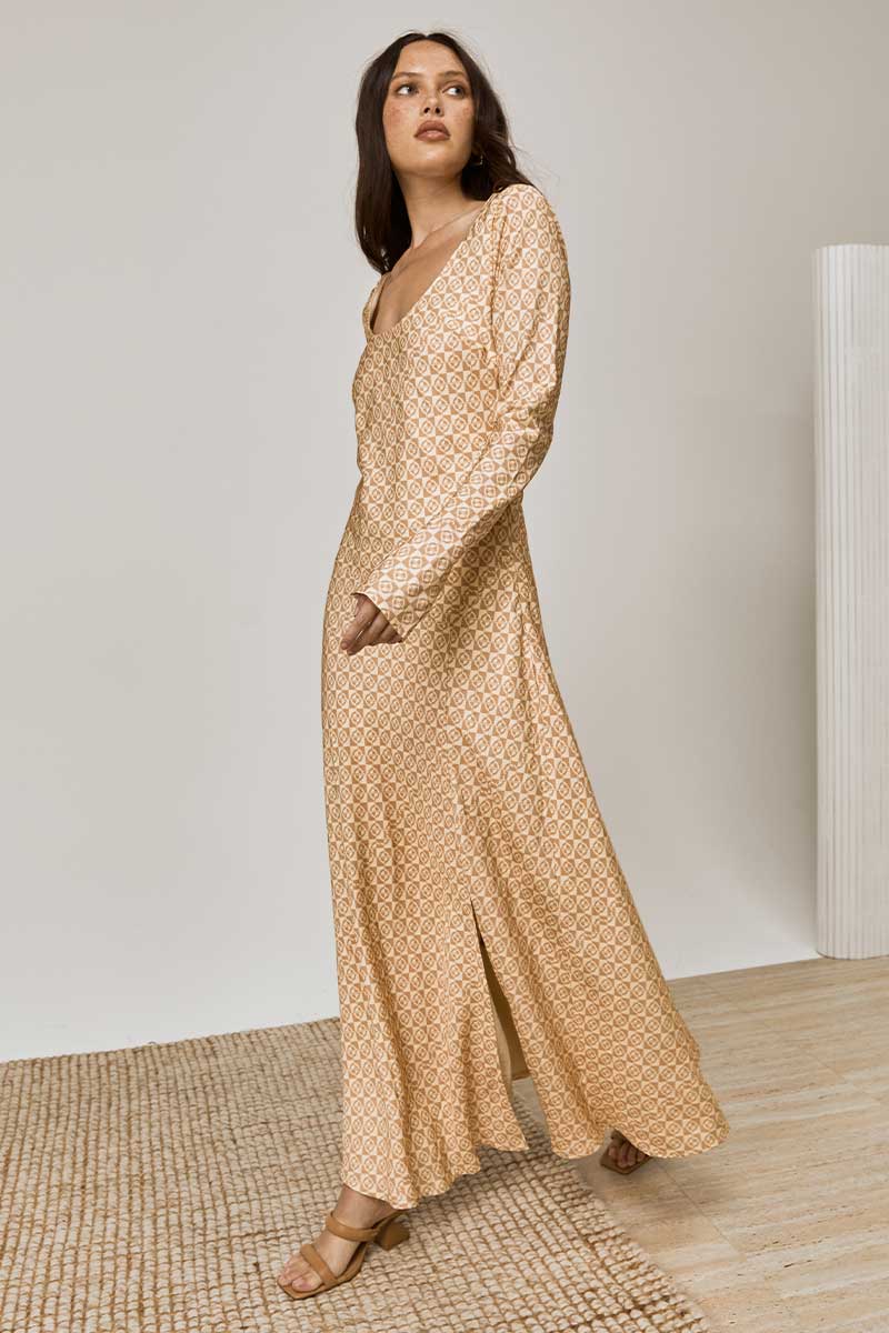 Mon Renn Monikh Long Sleeve Dress - Monogram Print