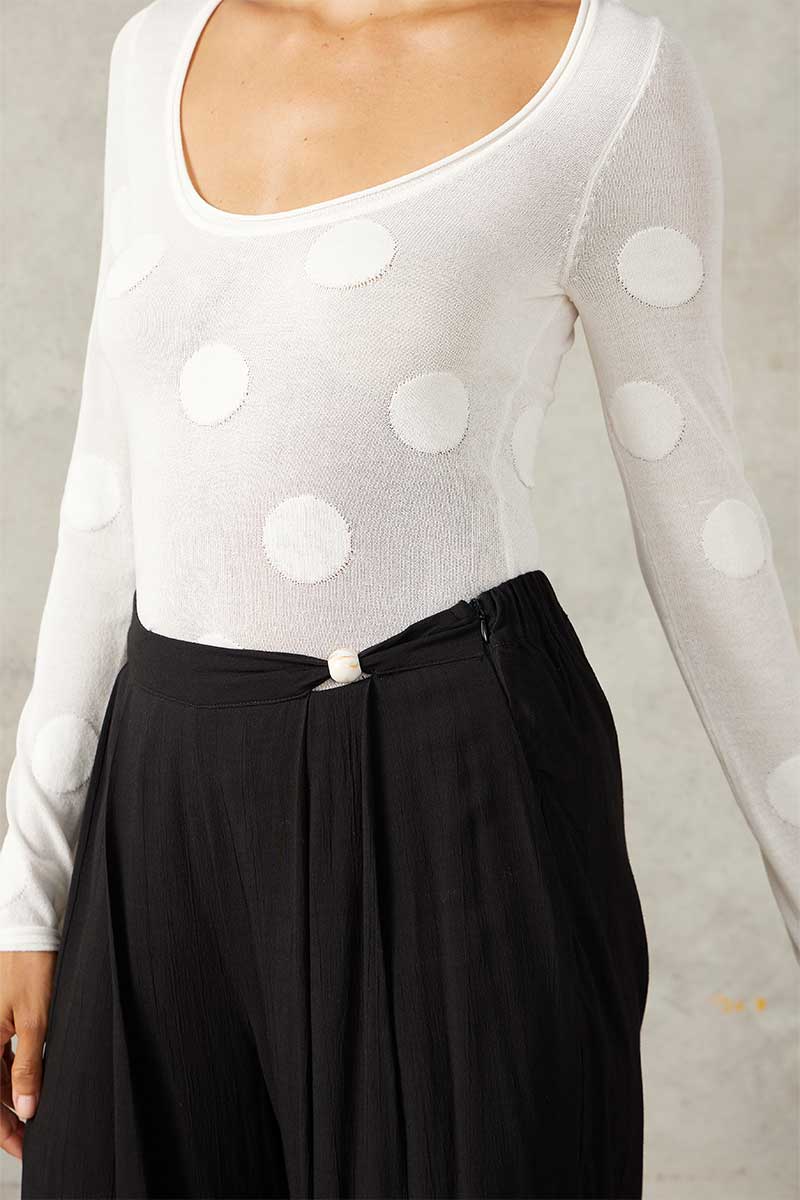 Mon Renn Ellipsis Knit Top - Vanilla