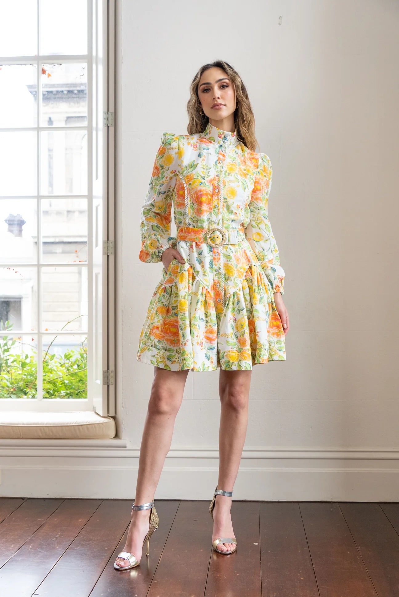 Lulu Zagame Empire Mini Dress - Citrus Bloom