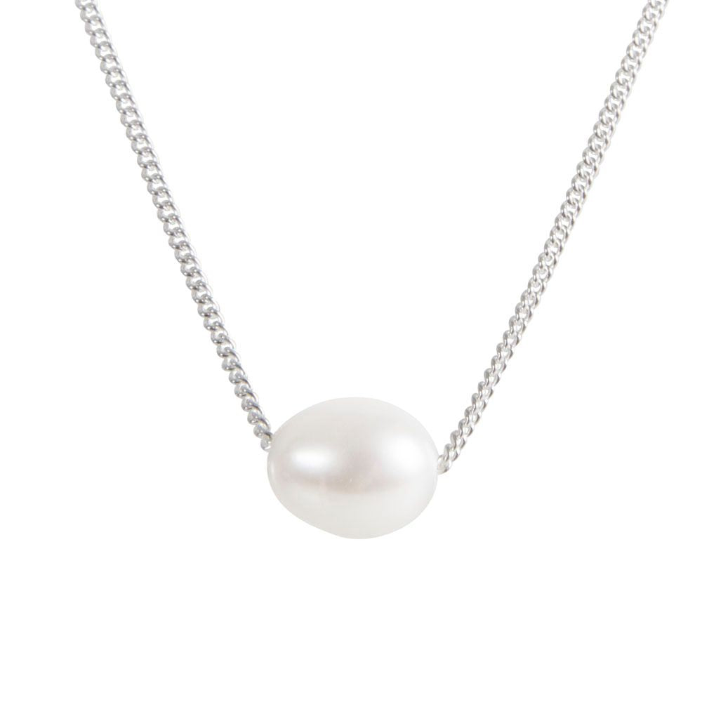 Fairley Pearl Teardrop Necklace - Silver